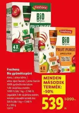 Lidl Freshona Bio gyümölcspüré ajánlat