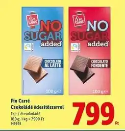 Lidl Fin Carré Csokoládé édesítőszerrel ajánlat