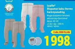 Lidl Lupilu Biopamut baba thermo harisnyanadrág ajánlat