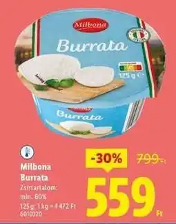 Lidl MILBONA Burrata ajánlat
