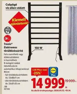 Lidl Tronic Elektromos törölközőszárító ajánlat