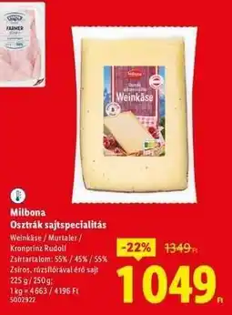 Lidl MILBONA Osztrák sajtspecialitás ajánlat