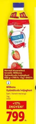 Lidl MILBONA Gyümölcsös ivójoghurt ajánlat