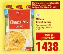 Lidl MILBONA Reszelt sajtmix ajánlat