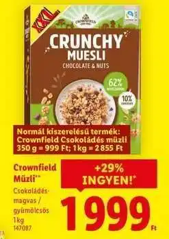 Lidl CROWNFIELD Müzli ajánlat