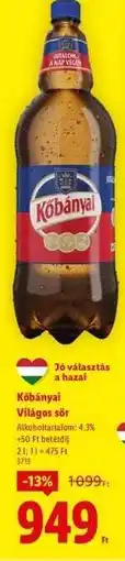 Lidl KŐBÁNYAI Világos sör ajánlat