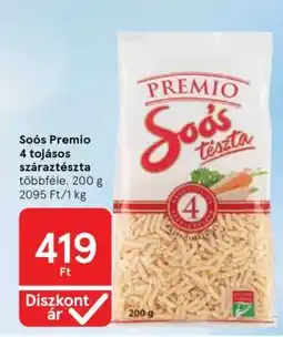Tesco SOÓS PREMIO 4 TOJÁSOS SZÁRAZTÉSZTA ajánlat