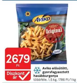 Tesco Aviko elősütött, gyorsfagyasztott hasábburgonya ajánlat