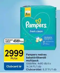 Tesco Pampers nedves babatörlőkendő multipack ajánlat