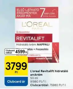 Tesco L'oreal Revitalift hidratáló arckrém ajánlat