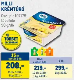 Metro Milli Krémtúró ajánlat