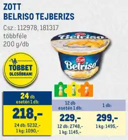 Metro Zott Belriso tejberizs ajánlat