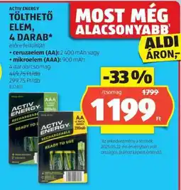 ALDI ACTIV ENERGY Tölthető Elem, 4 darab ajánlat