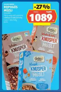 ALDI GOLDEN BRIDGE Ropogós Müzli ajánlat