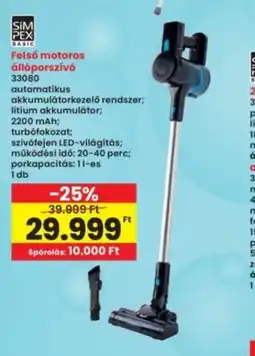 Interspar SIMPEX BASIC Felső motoros Állporsz akkus morzsaporszívóv 33080 ajánlat