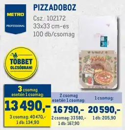 Metro Pizzadoboz ajánlat