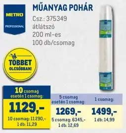 Metro Műanyag pohár ajánlat