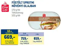 Metro Fine Life Füstölt sprotni növényi olajban ajánlat