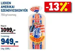 Metro Lieken Amerikai szendvicskenyér ajánlat