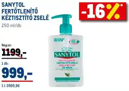 Metro Sanytol fertőtlenítő kéztisztító zselé ajánlat