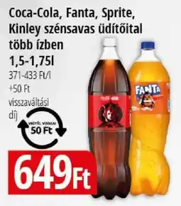 Real Coca-Cola, Fanta, Sprite, Kinley szénsavas üdítőital több ízben ajánlat