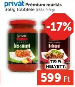 PRIVÁT Privȧt Prémium mártás ajánlat