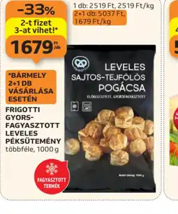 Auchan FRIGOTTI GYORSFAGYASZTOTT LEVELLES PÉKSÜTEMÉNY ajánlat