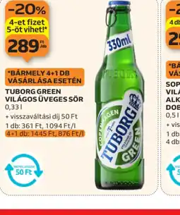 Auchan TUBORG GREEN VILÁGOS ÜVEGES SÖR ajánlat