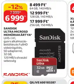 Auchan SANDISK ULTRA MICROSD MEMRIAKÁRTYA ajánlat