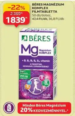 Auchan BÉRES MAGNÉZIUM KOMPLEX FILMTABLETTA ajánlat