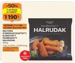 Auchan Delforg gyorsfagyasztott, elősütött, panírozott halrudak ajánlat