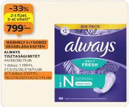 Auchan Always tisztasági betét ajánlat