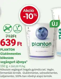 Herbaház PLANTON Gluténmentes kókuszos vegángurt áfonya ajánlat