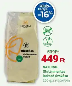 Herbaház NATURAL Gluténmentes instant rizskása ajánlat