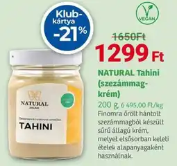 Herbaház NATURAL Tahini (szezámmag- krém) ajánlat