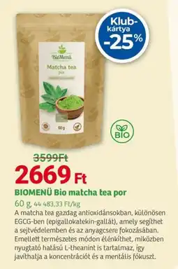 Herbaház BIOMENÜ Bio matcha tea por ajánlat