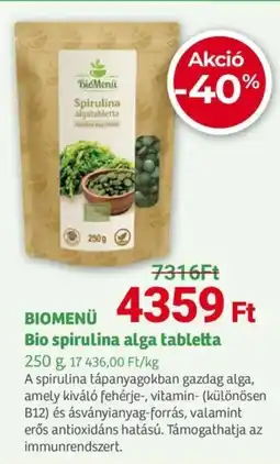 Herbaház BIOMENÜ Bio spirulina alga tabletta ajánlat