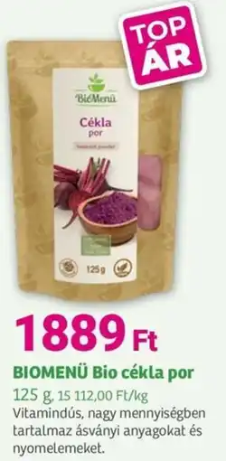 Herbaház BIOMENÜ Bio cékla por ajánlat