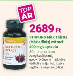 Herbaház VITAKING Milk Thistle (Máriatövis) extract kapszula ajánlat