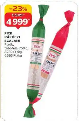 Auchan PICK Rákóczi szalámi ajánlat