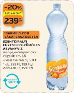 Auchan SZENTKIRÁLYI﻿﻿ Egy Csepp Gyümölcs ásványvíz ajánlat