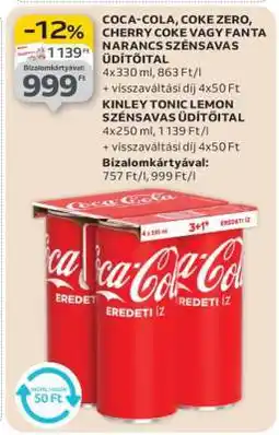 Auchan Coca-Cola, Coke Zero, Cherry Coke vagy Fanta Narancs Szénsavas Üdítőital ajánlat
