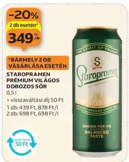 Auchan Staropramen Prémium Világos Dobozos Sör ajánlat