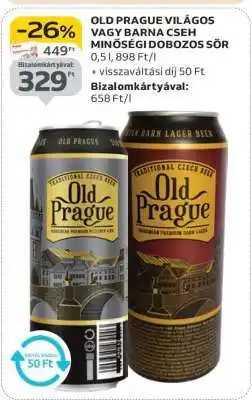 Auchan OLD PRAGUE VILÁGOS VAGY BARNA CSEH MINŐSÉGI DOBOZOS SÖR ajánlat