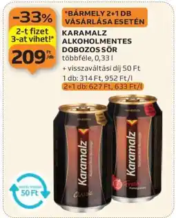 Auchan Karamalz Alkoholmentes Dobozos Sör ajánlat