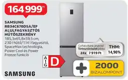 Auchan Samsung RB34C670DSA/EF Alulfagyasztós Hűtőszekrény ajánlat