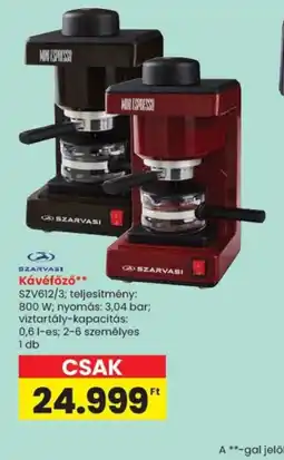 Spar SZARVASI Kávéfőző ajánlat