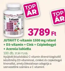 Herbaház JUTAVIT C-vitamin 1500 mg retard + D3-vitamin + Cink + Csipkebogyó + Acerola tabletta ajánlat