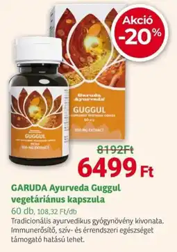 Herbaház GARUDA Ayurveda Guggul vegetáriánus kapszula ajánlat