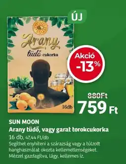 Herbaház SUN MOON Arany tüdő, vagy garat torokcukorka ajánlat
